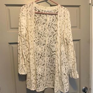 Off white lace cover up